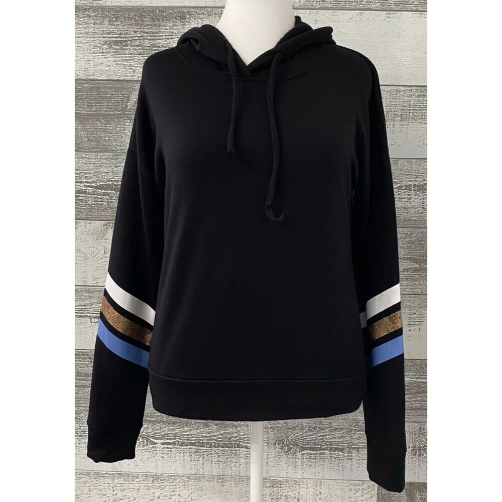 Btween Women's Hoodie Size L Shirt Black Long Sleeve Fleece Lined Top